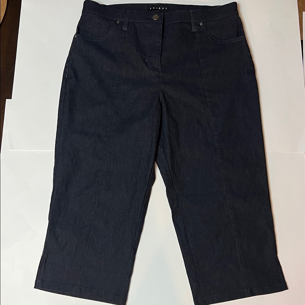 Tribal Dark Blue Women's Stretch Cropped Jeans